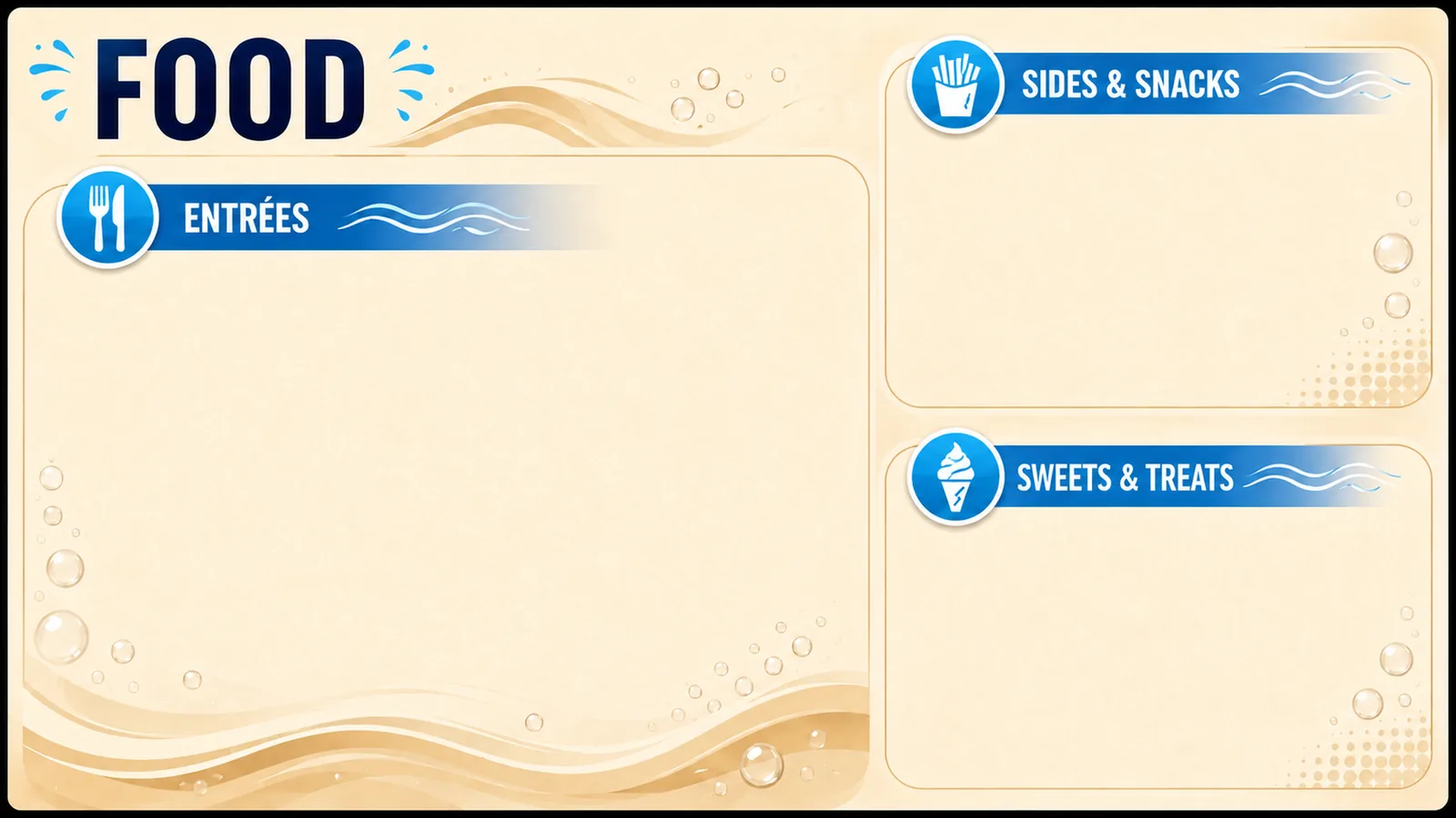 Food menu board — live output