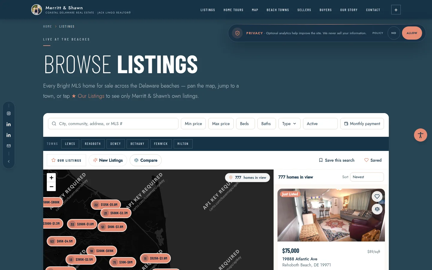 Bright MLS map-and-list browser