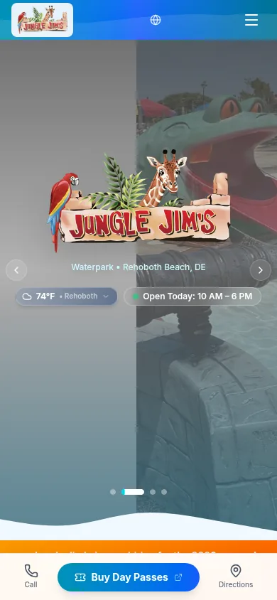 Jungle Jim’s mobile homepage