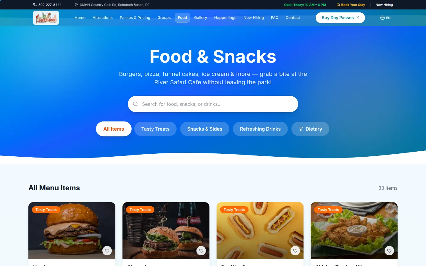 River Safari Cafe and dietary filters