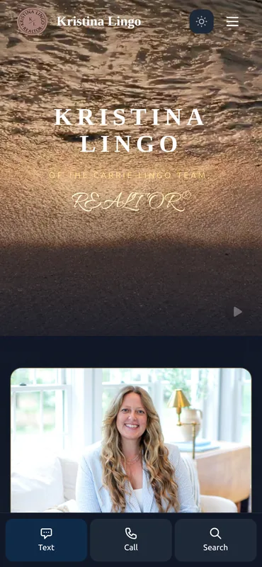 Kristina Lingo mobile homepage