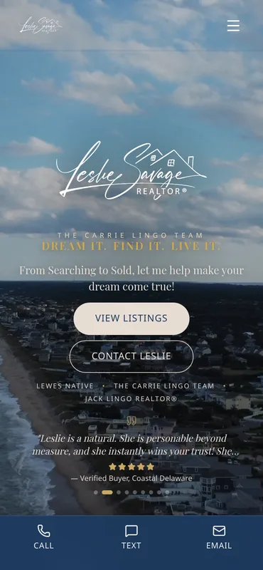 Leslie Savage mobile homepage